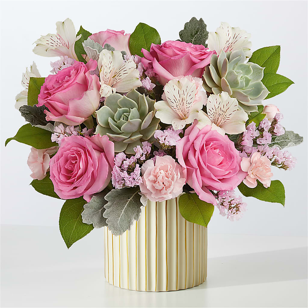 Dusty Rose Bouquet with Ivory Vase – Kennewick Flower Shop Inc, Kennewick WA