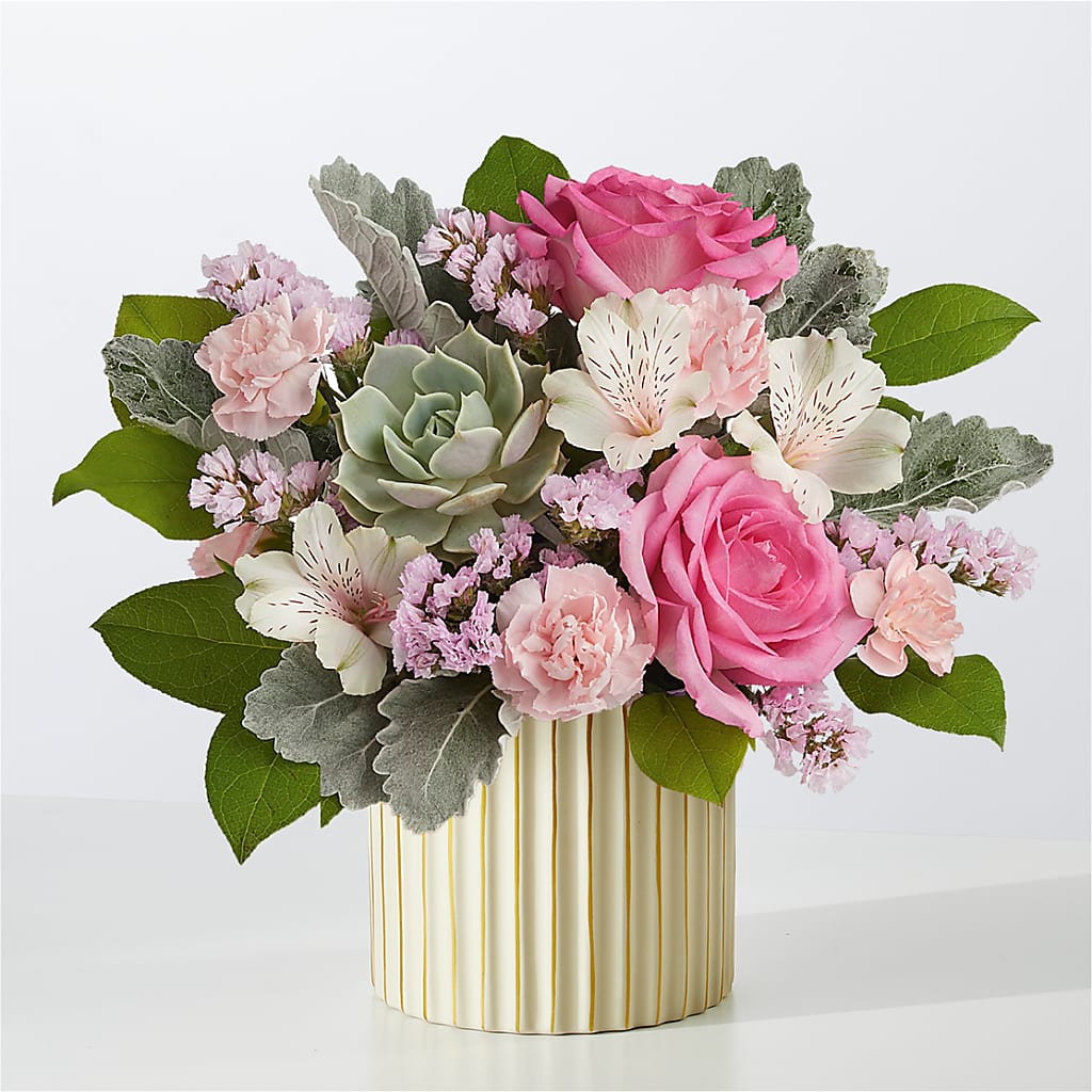 Dusty Rose Bouquet with Ivory Vase – Kennewick Flower Shop Inc, Kennewick WA