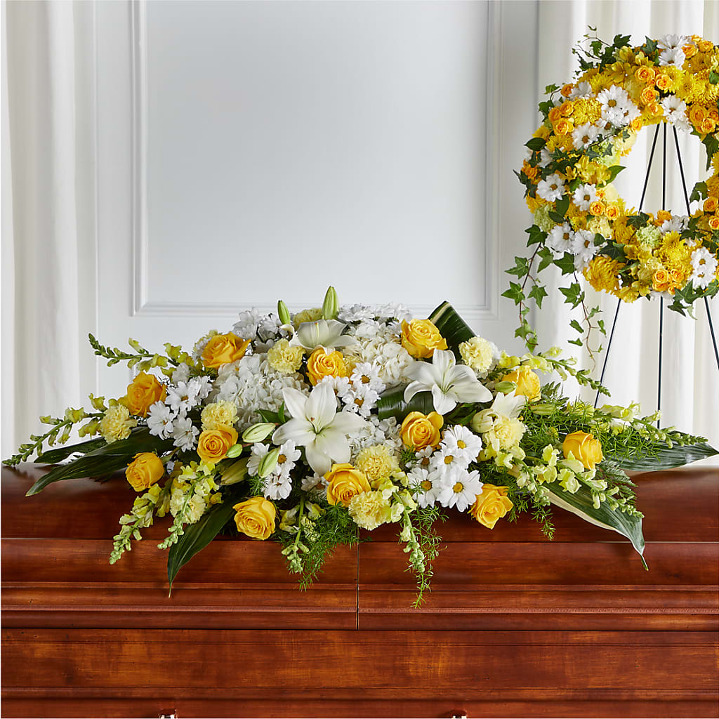 Golden Harmony Casket Spray – Kennewick Flower Shop Inc, Kennewick WA