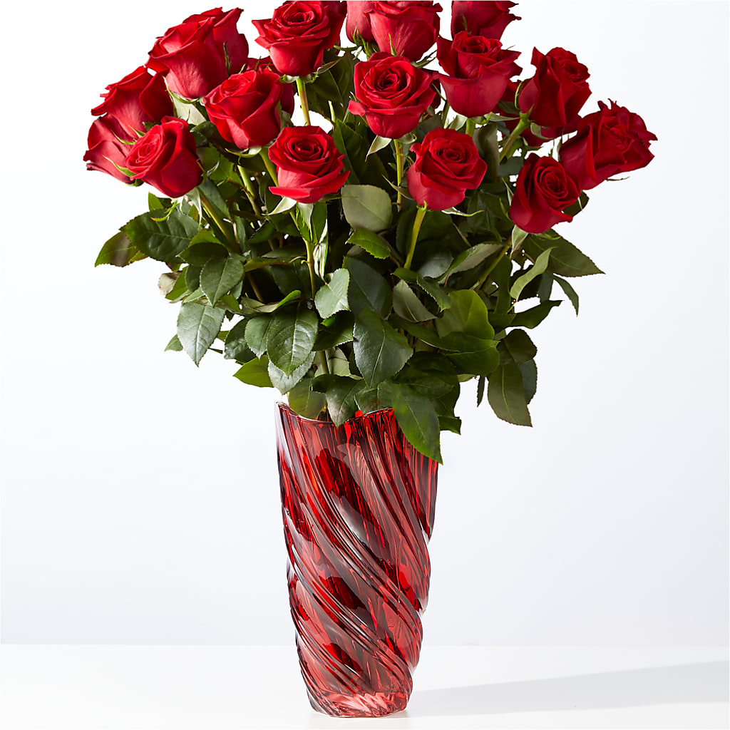 Classic Love Red Rose Bouquet with Luxe Swirl Vase – Kennewick Flower Shop Inc, Kennewick WA