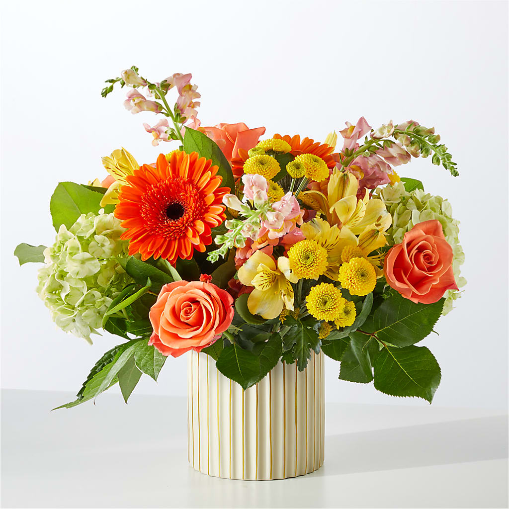 Autumn Sunshine Bouquet with Ivory Vase –  Kennewick Flower Shop Inc, Kennewick WA
